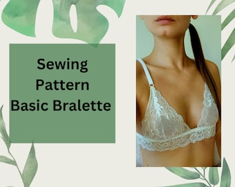 easy Bralette pattern PDF with instructions 75A / 80B / 85C digital lingerie pattern