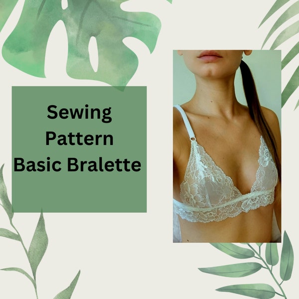 easy Bralette pattern PDF with instructions 75A / 80B / 85C digital lingerie pattern