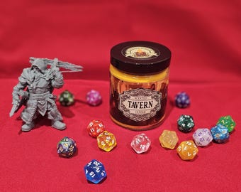 Vela de soja con aroma a taberna con regalo sorpresa para jugadores de juegos de rol de fantasía D20/D&D