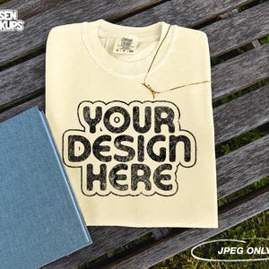 Comfort Colors 1717 T-Shirt Banana Mock Up | Comfort Colors 1717 Mockup | Folded T-Shirt | C1717 Tee | Vintage Boho Mockup | Flat Lay Mockup