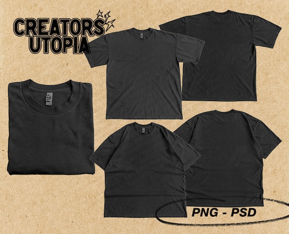 Los Angeles Apparel 1801GD Vintage Black T-shirt Mockup Bundle