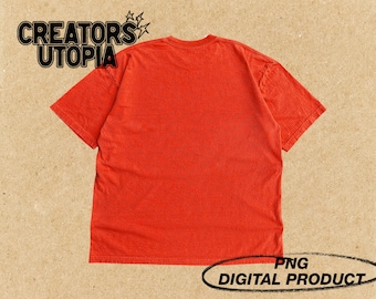 Orangefarbenes Rückenshirt, Los Angeles Apparel 1801GD Mockup, T-Shirt-Paket, Canva Photoshop, Colors Streetwear Garment Dye Sample