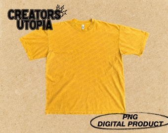 Camicia frontale giallo oro, Los Angeles Apparel 1801GD Mockup, Magliette Bundle, Canva Photoshop, Colore Comfort, Tintura per indumenti campione di streetwear