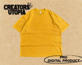 Camicia frontale giallo oro, Los Angeles Apparel 1801GD Mockup, Magliette Bundle, Canva Photoshop, Colore Comfort, Tintura per indumenti campione di streetwear
