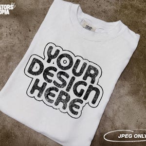Comfort Colors 1717 T-Shirt White Mock Up | Comfort Colors 1717 Mockup | Folded T-Shirt | C1717 Tee | Vintage Boho Mockup | Flat Lay Mockup