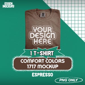 Comfort Colors 1717 T-Shirt Mockup Folded | Espresso Flat Lay PNG Files for Photoshop & Canva | Digital Download | Unisex Mockup