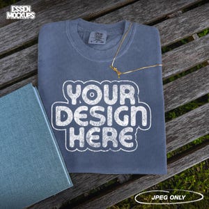 Comfort Colors 1717 T-Shirt Mockup | Denim | Blank T-Shirt Mockup | Digital Download | Unisex Tee Mockup | Flat Lay Shirt Mockup