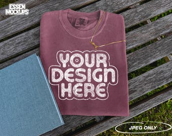 Comfort Colors 1717 T-Shirt Vineyard Mock Up | Comfort Colors 1717 Mockup | Folded T-Shirt | C1717 Tee | Vintage Mockup | Flat Lay Mockup