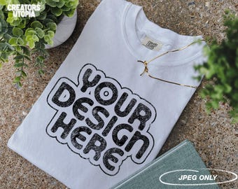 White T-Shirt Mock Up | Comfort Colors 1717 White Tshirt Mockup | White T-Shirt Mock-up | White Tee Mockup | Boho Mockup Tee | 1717 Mockup