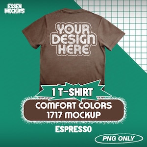 Comfort Colors 1717 T-Shirt Mockup Back | Espresso Flat Lay PNG Files for Photoshop & Canva | Digital Download | Unisex Mockup