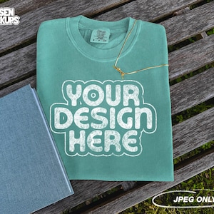 Comfort Colors 1717 T-Shirt Seafoam Blue Mock Up | Comfort Colors 1717 Mockup | Folded T-Shirt | C1717 Tee | Vintage Mockup | FlatLay Mockup