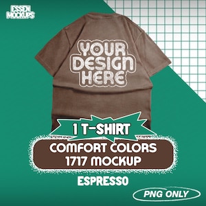 Comfort Colors 1717 T-Shirt Mockup Back | Espresso Flat Lay PNG Files for Photoshop & Canva | Digital Download | Unisex Mockup