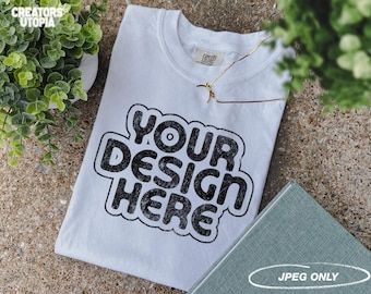 White T-Shirt Mock Up | Comfort Colors 1717 White Tshirt Mockup | White T-Shirt Mock-up | White Tee Mockup | Boho Mockup Tee | 1717 Mockup