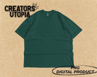Camicia frontale verde edera, Los Angeles Apparel 1801GD Mockup, Magliette Bundle, Canva Photoshop, Colore Comfort, Tintura per indumenti campione di streetwear