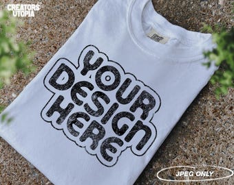 White T-Shirt Mock Up | Comfort Colors 1717 White Tshirt Mockup | White T-Shirt Mock-up | White Tee Mockup | Boho Mockup Tee | 1717 Mockup