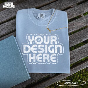 Comfort Colors 1717 T-Shirt Mockup | Washed Denim | Blank T-Shirt Mockup | Digital Download | Unisex Tee Mockup | Flat Lay Shirt Mockup