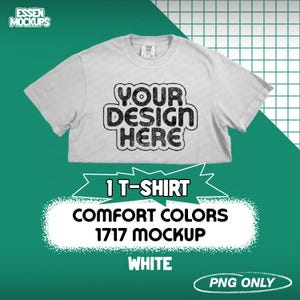 Comfort Colors 1717 White T-Shirt Mockup Folded | White Flat Lay PNG Files for Photoshop Canva | Digital Download | Comfort Colors Mockup