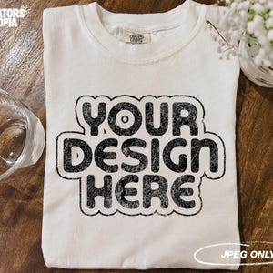 Comfort Colors 1717 T-Shirt White Mock Up | Comfort Colors 1717 Mockup | Folded T-Shirt | C1717 Tee | Vintage Boho Mockup | Flat Lay Mockup