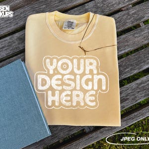 Comfort Colors 1717 T-Shirt Butter Mock Up | Comfort Colors 1717 Mockup | Folded Tshirt Mock-Up | C1717 Tee | Boho Mockup | Flat Lay T-Shirt
