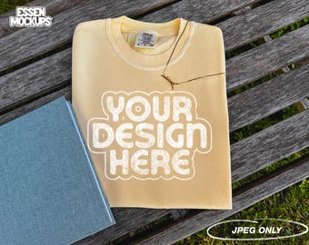 Comfort Colors 1717 T-Shirt Butter Mock Up | Comfort Colors 1717 Mockup | Folded Tshirt Mock-Up | C1717 Tee | Boho Mockup | Flat Lay T-Shirt
