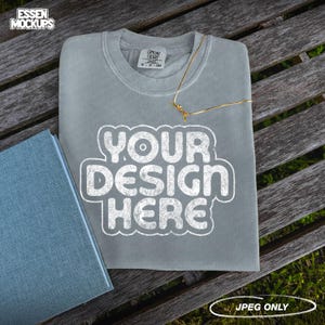 Comfort Colors 1717 T-Shirt Mockup | Granite | Blank T-Shirt Mockup | Digital Download | Unisex Tee Mockup | Flat Lay Shirt Mockup