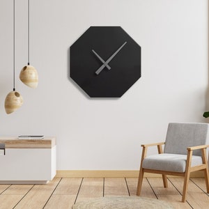 Schwarze moderne Wanduhr, Einzigartige Wanduhr, Schwarze Wanduhr, Metall Wanduhr, Wanduhr Unikat, Übergroße Wanduhr, Große Wanduhr