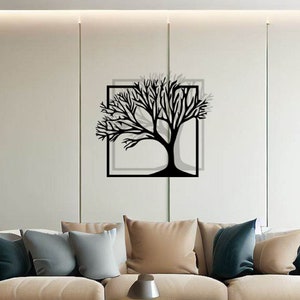 Metal Tree Wall Art - Large Tree of Life, Modern Home Decor, Black Metal Wall Sculpture Metal Tree Wall Art, Nature Wall Decor