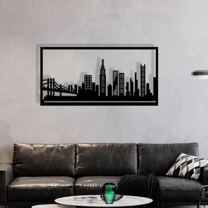 City Skyline Decor Large metal wall art New York wall art living room wall art golden gate bridge wall decor minimalist wall art above couch