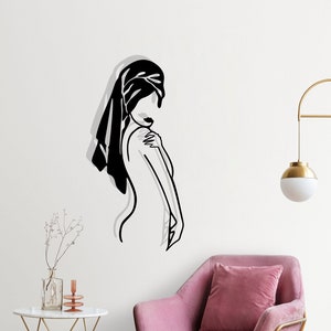 Metal Bathroom Wall Art Female Portrait, Metal Line Art, Minimalist Bathroom Art, Metal Artwork, Gift For Her, Relax Decor, Metal wall art