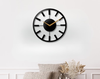 Horloge murale de luxe moderne en métal noir, horloge murale moderne, horloge murale unique, horloge moderne, horloge en métal, décoration murale en métal, grande horloge murale