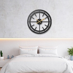 Gold metal wall clock, Silent modern wall clock, Unique wall Clock, Kitchen Wall Clock, Decorative Clock, large wall clock