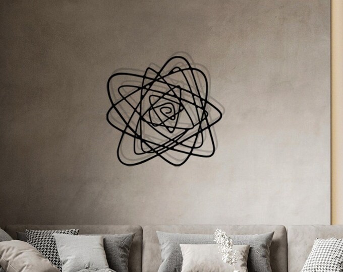 Abstract Modern Metal Wall Art - Black Geometric Wall Sculpture for ...