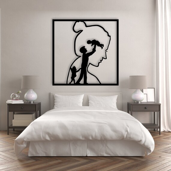 Lovely Family Line Art Black Gold Silver Copper Kids Wall Decor