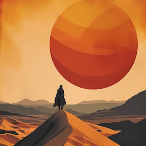 Dune Inspired Mid Century Modern Wall Art Print, Arrakis print, Dune inspired poster