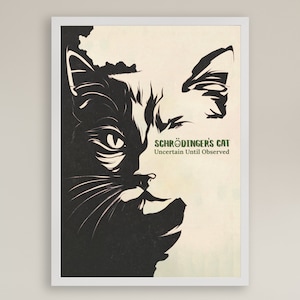 Schrodinger&#39;s Cat Poster, Science Wall Art Print, Science Art Print, Schrödinger&#39;s Cat Poster, Science Teacher, Science Classroom Poster