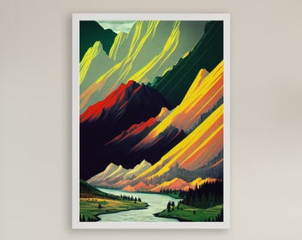 Mid Century Modern Landscape Wall Art Print