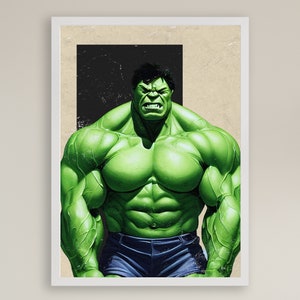 The Hulk Inspired Mid Century Modern Wall Art, Hulk Print, Hulk Poster