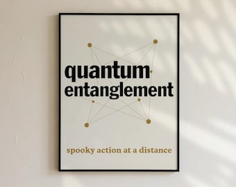 Poster moderne natuurkunde uit het midden van de eeuw: muurkunst kwantumverstrengeling