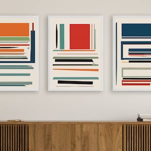 Mid Century Modern Book Lovers Art, Vintage Reader Wall Art, Abstract Gift for Reader Poster, Mid Century Modern Wall Decor - Set of 3