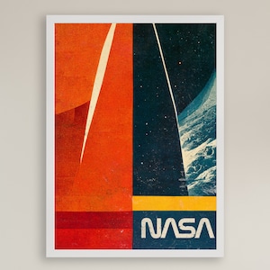 NASA Mid Century Modern Print, NASA Wall Art, Space wall art, NASA Poster