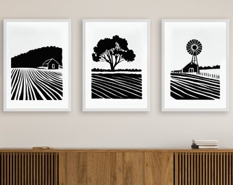 Minimalist Farmhouse Prints: Modern Country Wall Art Set