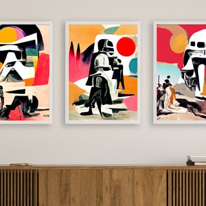 3 Star Wars Inspired Mid Century Modern Abstract Art Prints