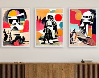 3 Star Wars Inspired Mid Century Modern Abstract Art Prints