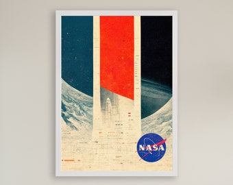 NASA Mid Century Modern Print, NASA Wall Art, Space wall art, NASA Poster