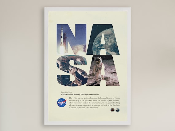 NASA Mid Century Modern 1960's Print, NASA Wall Art, Space