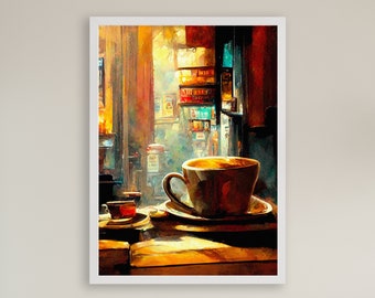 Coffee Shop Wall Art - Mid Century Modern Print, Coffee Poster