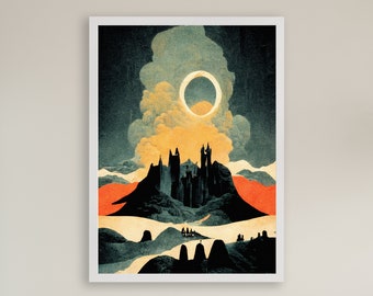 Lord of the Rings Art Print: Mid-Century Modern Minas Tirith Castle