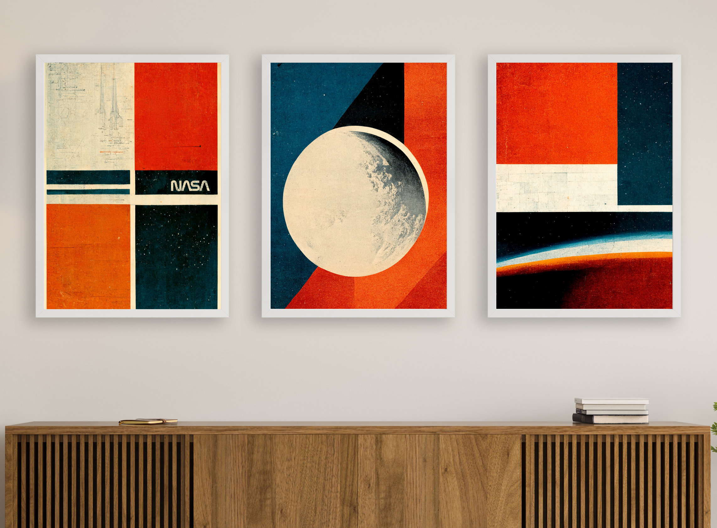 3 NASA Mid Century Modern Abstract Art Prints, NASA Wall Art, Space wall art, NASA gift