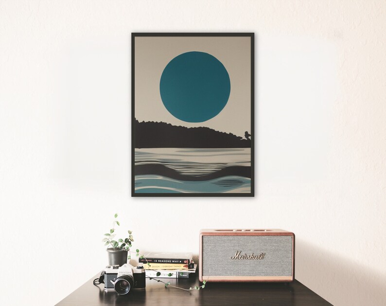 Set of 3 Mid Century Modern Beach Prints Vintage Surfing Poster Retro