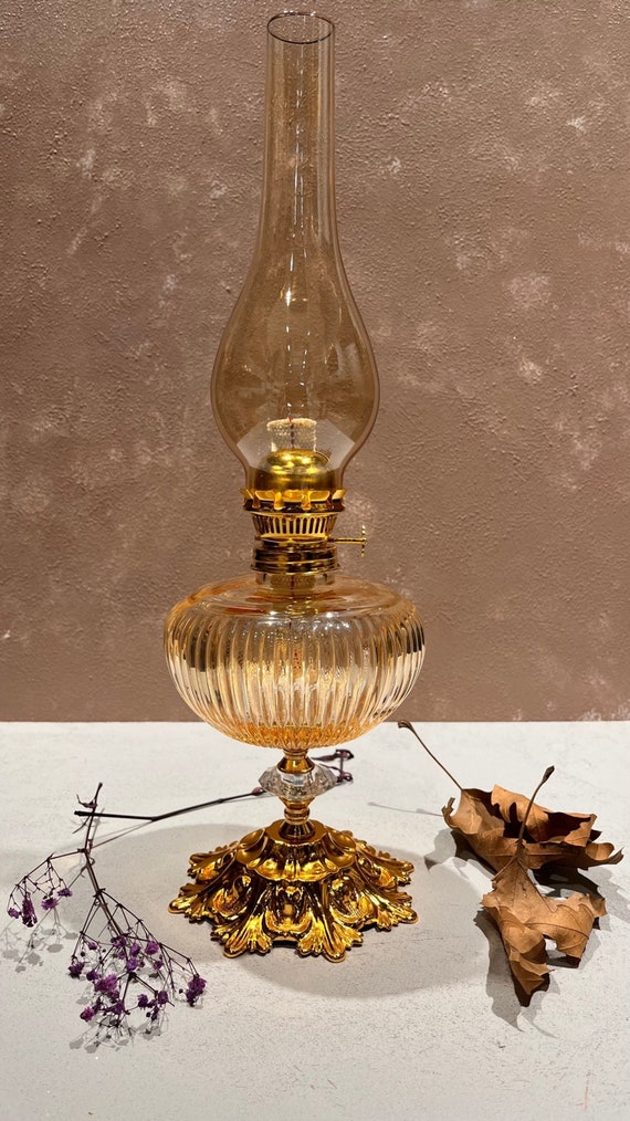 Big Vintage Handcrafted Oil Lamp Unique Home Decor Antique Oil